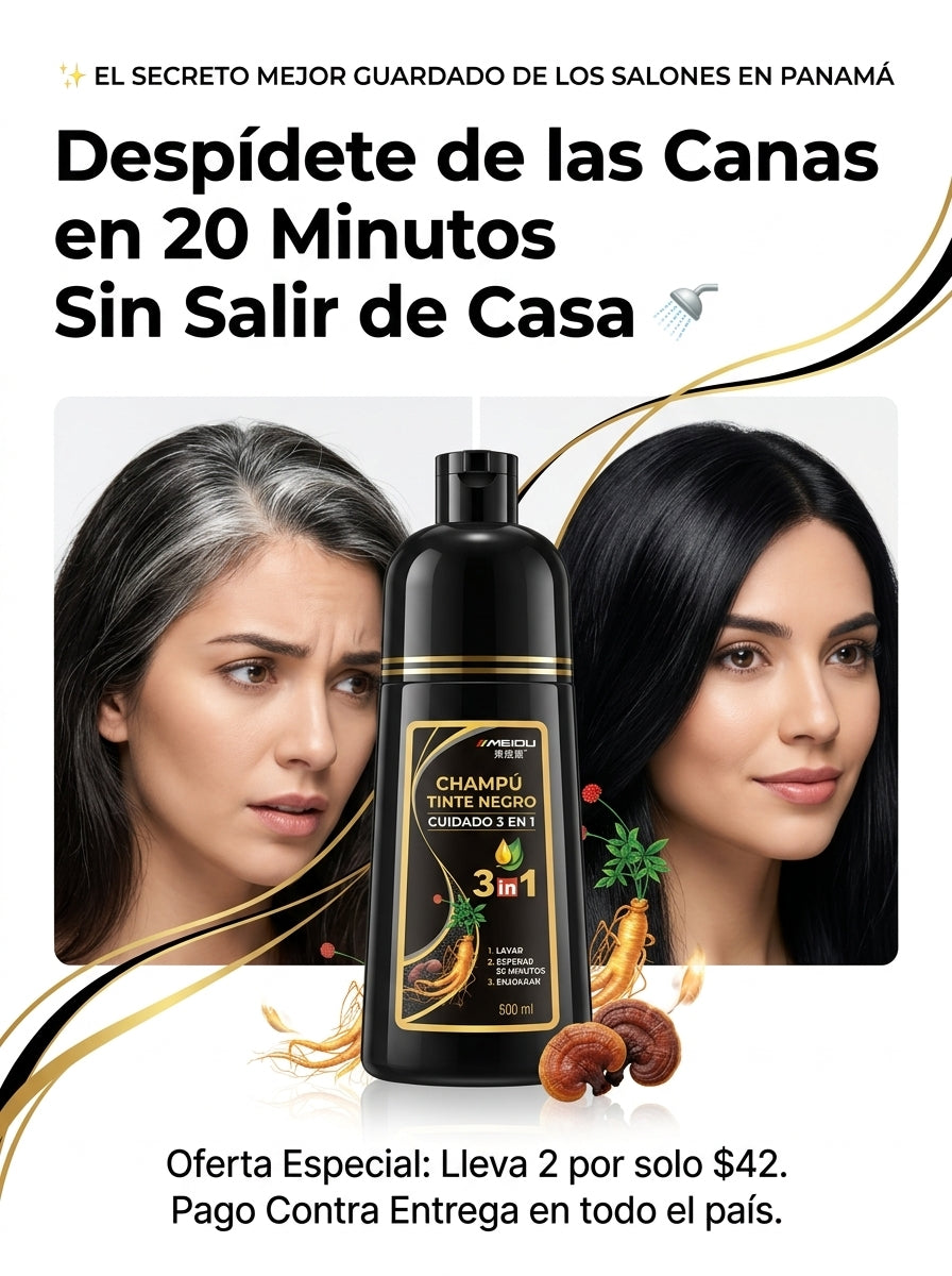 Champú Colorante Negro para Canas en Casa