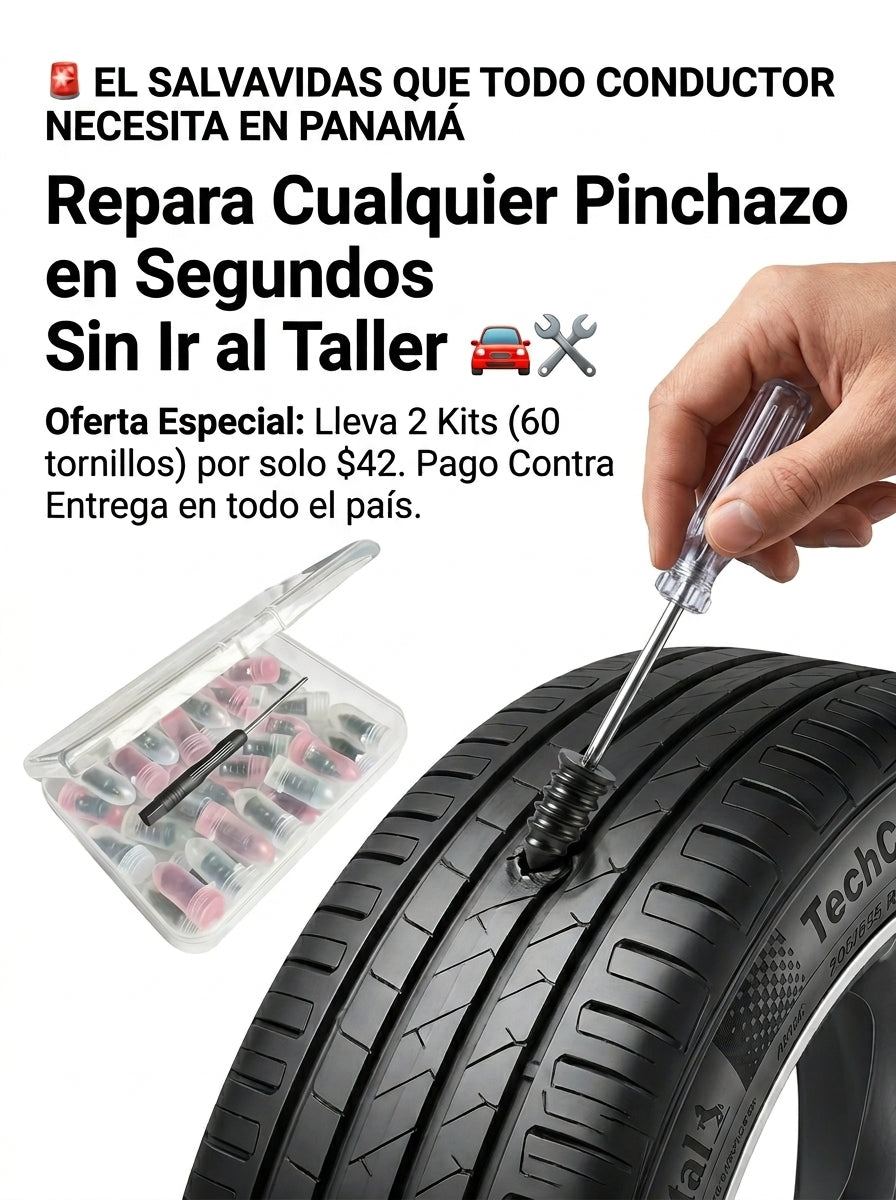 Kit Reparador de Pinchazos para Llantas (Tornillos de Goma)