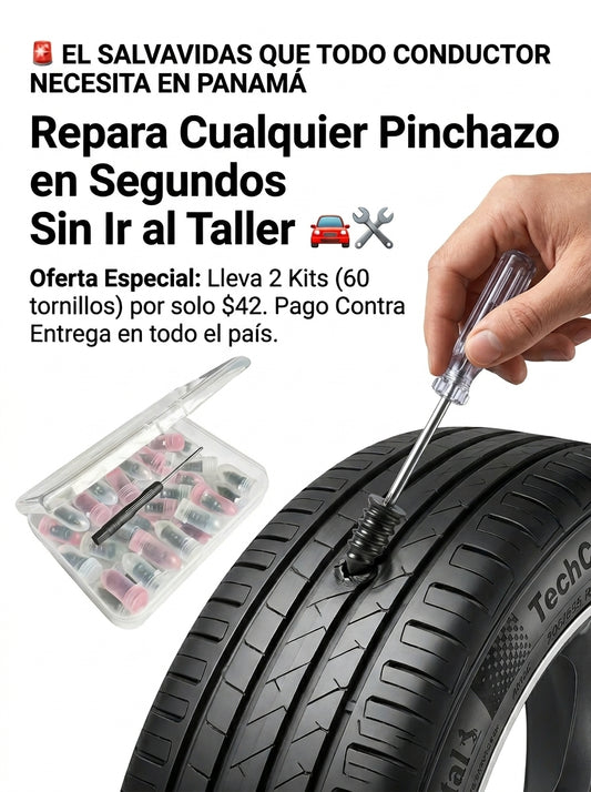 Kit Reparador de Pinchazos para Llantas (Tornillos de Goma)